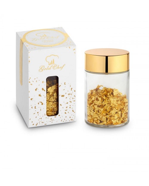 Gold Leaf HYGINE - Copos de oro comestible de 24 quilates, 100 mg de oro  comestible para un estilo de vida saludable, horneado de pasteles,  chocolate